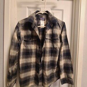 Patagonia Long Sleeve Shirt Men's XS Gray Plaid Organic Cotton